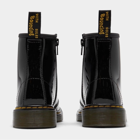 DR.MARTENS WOMENS ZAVALA COMBAT BOOT Black Patent - Picture 2 of 16